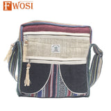 Hemp Shoulder Bag - Eco-Friendly Gheri Stripe Design for Sustainable Style - FWOSI
