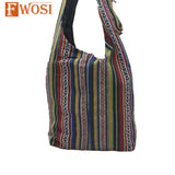 Himalayan Handmade Cotton Bag - Authentic Boho Tusk Shoulder Bag in Bohemian Style - FWOSI