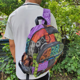 Himalayan Handmade Patchwork Backpack - Unique Fwosi Cotton Festival Bag - FWOSI