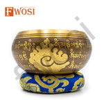 Himalayan Tibetan Singing Bowl Set | Om Chanting Mantra Engraving Spirituality Meditation Bowl | Mindfulness Bell Sound Bowl for Healing - FWOSI