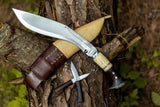 Gurkha Khukuri Hand-forged Knife | 10 Inches Sirupate Bone Wood Kukri Knife - Camping Hunting Cleaver Blade Handmade Knife - FWOSI