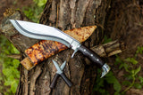 Authentic Gurkha Knife | 10 Inches American Eagle 1 Chira Leather Knife Sheath Wood 'The Survival Alive' Khukuri Knife - Handmade in Nepal - FWOSI