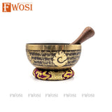 7 Inch Yogi Carving Tibetan Singing Bowl | Antique Meditation Ring Healing Sound Bowl | Copper Bowl | Offering Bowl | Mindfulness Gift