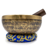 Buddhist Mantra Engraving Tibetan Singing Bowls with Mallet Striker and Cushion | Sound Bowl Meditation Set for Yoga & Chakra Healing