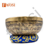 Buddhist Mantra Engraving Tibetan Singing Bowls with Mallet Striker and Cushion | Sound Bowl Meditation Set for Yoga & Chakra Healing