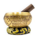 Gold and Blue Antique Tibetan Singing Bowl with Mallet | Spiritual Bowl | Meditation Bowl | Antique Singing Bowl | Mental Health Gift - FWOSI