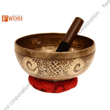 9.5 Inch Antique Tibetan Singing Bowl with Mallet | Meditation Bowl | Chakra Bowl | Yoga Singing Bowl | Mental Health Gift | Self-Care Gift - FWOSI