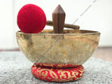 12 Inch Antique Tibetan Singing Bowl with Mallet & Cushion
