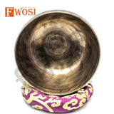 8 Inch Full Moon Tibetan Singing Bowl Set | Antique Meditation Ring Sound Bowl for Yoga Chakra Healing | Offering Bowl | Mindfulness Gift