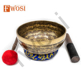 Buddhist Mantra Engraving Tibetan Singing Bowls with Mallet Striker and Cushion | Sound Bowl Meditation Set for Yoga & Chakra Healing