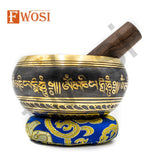 5 In Tibetan Singing Bowl with Buddha Artwork Carving, Mallet & Cushion, Blessing Bowl for Sound Healing, Relaxing, Meditation, Mindfulness