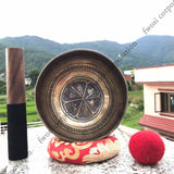 9 Inch Mantra Engraving Tibetan Singing Bowl with Mallet & Cushion | Antique Meditation Bell Sound Bowl for Yoga | Healing Bowl