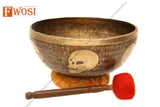 13 Inch Skull Carving Tibetan Singing Bowl, Antique Sound Bowl Set with Mallet & Cushion | Instrument for Chakra Healing, Yoga, Meditation