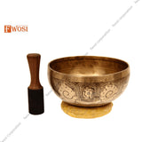 9.5 Inch Antique Tibetan Singing Bowl with Mallet | Meditation Bowl | Chakra Bowl | Yoga Singing Bowl | Mental Health Gift | Self-Care Gift - FWOSI