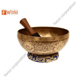 9.5 Inch Antique Tibetan Singing Bowl with Mallet | Meditation Bowl | Chakra Bowl | Yoga Singing Bowl | Mental Health Gift | Self-Care Gift - FWOSI