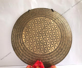 Flower Carving Sound Bath Bowl | Antique Tibetan Gong Mallet and Cushion for Chakra Healing | Meditation Gongs | Yoga Gongs