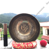 10 Inch Mantra Engraving Tibetan Singing Bowl with Mallet & Cushion