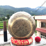 10 Inch Mantra Engraving Tibetan Singing Bowl with Mallet & Cushion