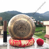 7 Inch Mantra Engraving Tibetan Singing Bowl Mallet & Cushion | Antique Mindfulness Bell Sound Bowl for Yoga | Meditation Bowl