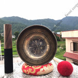 9 Inch Mantra Engraving Tibetan Singing Bowl with Mallet & Cushion | Antique Meditation Bell Sound Bowl for Yoga | Healing Bowl