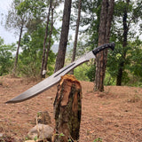 23 Inch Hand forged Machete, Survival Tool, Truck Leaf Spring, Viking Seax, Full Tang Survival Knife, Ready to Use Kukri Knife - FWOSI