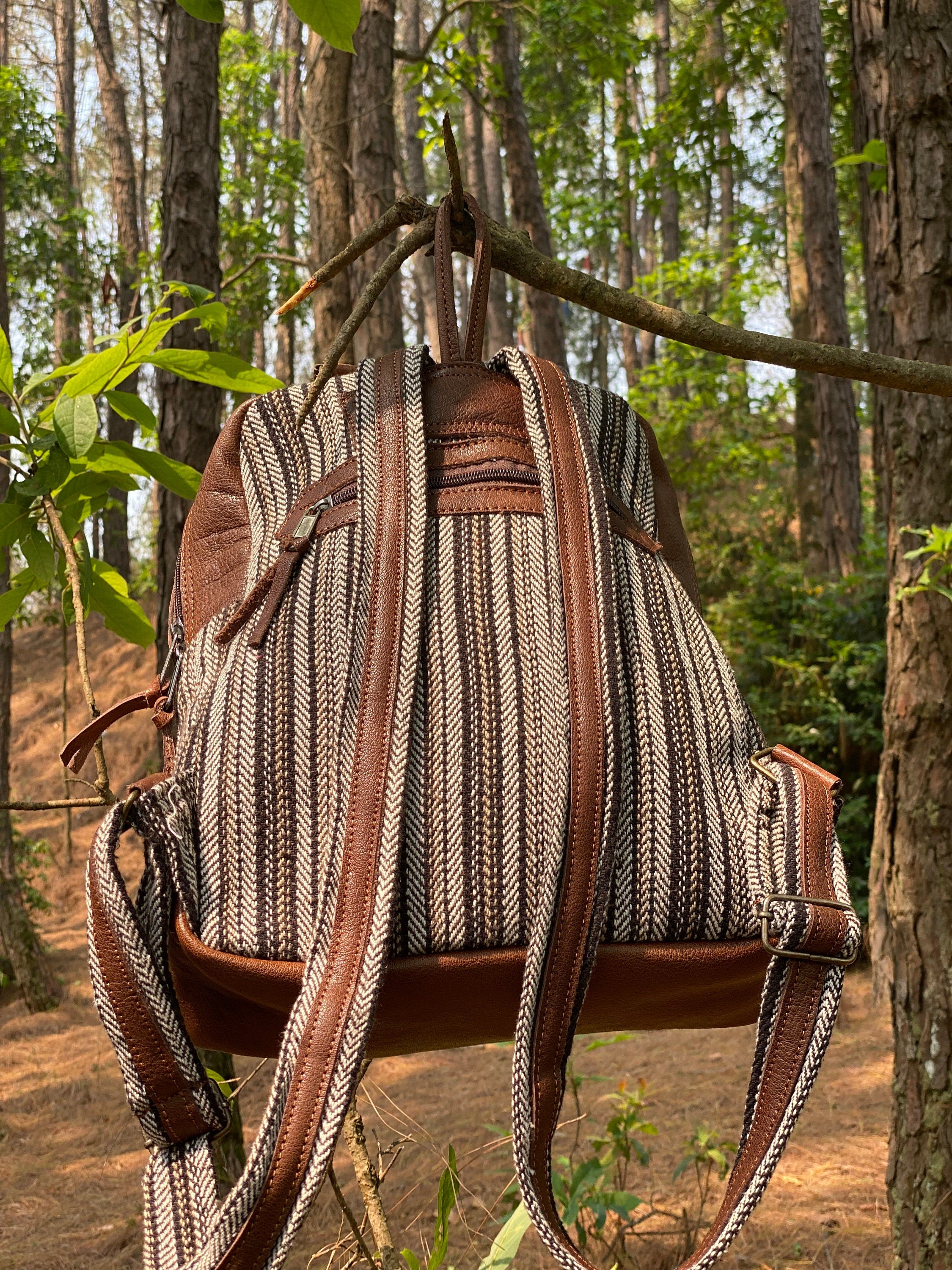Hemp Leather Linen Backpack - Fwosi – FWOSI