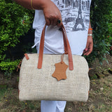 Hemp Leather Linen Tote Handbag - FWOSI