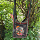 Art Print Cotton Crossbody Bag - FWOSI