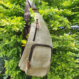 Hemp Sling Backpack Leather Everyday Bag - FWOSI