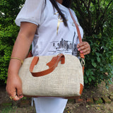 Hemp Leather Linen Tote Handbag - FWOSI