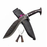 11 Inches Katley Blade Black Knife |Custom Hand made Gurkha Knife | Leather Knife Sheath Hunting Camping Outdoor Kukri Knife