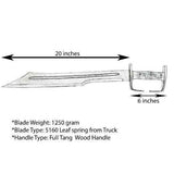 Long Viking Machete - Handmade Custom Survival Knife for Outdoor Adventures - FWOSI