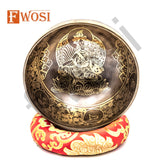 Sound Bowl Meditation Set | Hand Crafted Goddess Saraswati Healing Bowl | Antique Tibetan Singing Bowl with Mallet & Cushion for Yoga - FWOSI