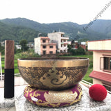 7-Inch Tibetan Singing Bowl with Mantra Engraving - Includes Mallet & Cushion - FWOSI