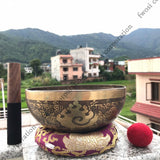 7-Inch Tibetan Singing Bowl with Mantra Engraving - Includes Mallet & Cushion - FWOSI