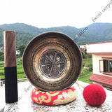 9 Inch Mantra Engraving Tibetan Singing Bowl with Mallet & Cushion | Antique Meditation Bell Sound Bowl for Yoga | Healing Bowl - FWOSI